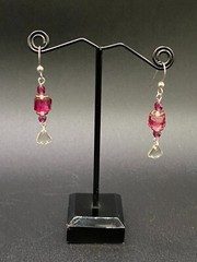 Handmade Pink & Clear Stone Pink Crystal & Glass Bead Earrings by Neanie-Bot