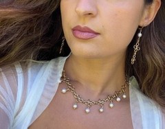 Freshwater Pearl Choker Necklace And Earrings Set – Handmade Jewelry