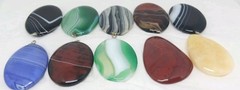 10 Gemstone Pendants Cabochon dyed drilled agate eyelet drilled no bail pendant