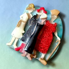 Lucinda Woman Pins Brooch Fashion Ladies Resin Glitter Statement Pin Vintage