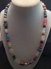 Sterling Silver Handmade Multi Stone Multi Color Beaded Necklace 20.5”