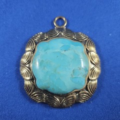 Barse Thailand Bronze Turquoise Pendant Natural Stone Boho Statement