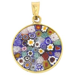 Glass Of Venice Italian Murano Glass Pendant Small 3/4 Inch Round Multicolor Mil