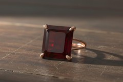 Garnet Ring Anemone Jewelry Square Cut Deep Red 14k Rose Gold Filled