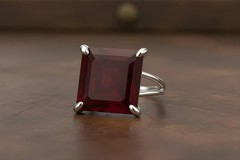 Garnet Ring Anemone Jewelry Square Cut Deep Red 14k Rose Gold Filled