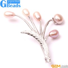 45x50mm Freshwater Pearls For Women White Gold Plated Brooch Fashion Jewelry