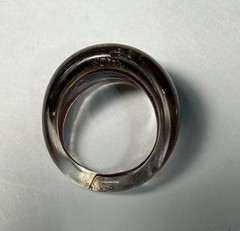 Artisan Glass Ring 7.5 Made in India Brown with Gold Flakes