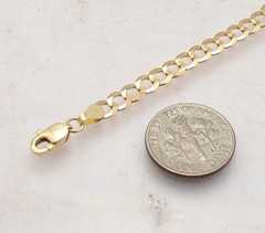 7″ Ladies ENGRAVABLE ID CURB CUBAN BRACELET REAL SOLID 14K YELLOW GOLD