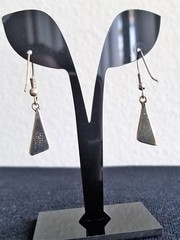 Last Pair! Artisan MOTHER of PEARL inlay EARRINGS Mexican Alpaca silver NEW