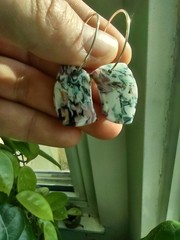 Turquoise, Pink, Black And White Polymer Clay Marbled Earrings