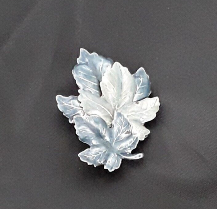 Brooches Pins Enamel Leaf Leaves Blue Green 2.25″ x 1.75″ Vintage 1980