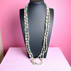 Handmade Recycled Paper Bead Necklace Boho Eco Friendly Layered Jewelry
