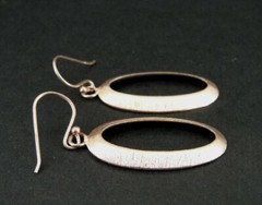 Earrings Rose Gold Vermeil over Sterling Silver 925 Oval Texture Pierced Dangle