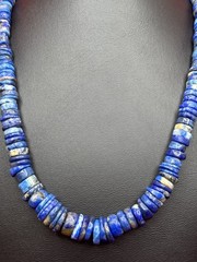 Lapis Lazuli Heishi Beaded Necklace Lobster Clasp Handcrafted 20”