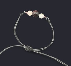 Red Garnet & Rose Quartz Genuine Stone Adjustable Wax Cord Bracelet