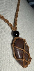 Beautiful Polished Natural Formed Wishing Stone Pendant On Woven Cord Necklace