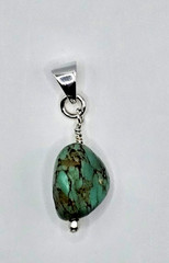 925 Sterling Silver Stone Mountain Natural Turquiose Pendant Artisian Made Gift