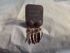holly yashi dainty pierced post plum and gold and crystals
