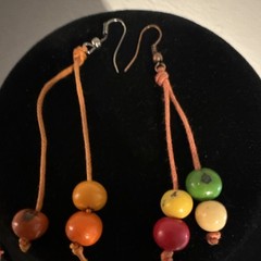 Handcrafted Beaded Necklace Asymmetrical Pendant Multicolor Cord