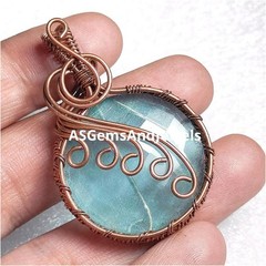 Handmade Copper Wire Wrapped Pendant: Boho Glass Stone Necklace