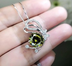 Peridot Butterfly Necklace – 18KGP Sterling Silver 10mm 4 ct Lab Created Green