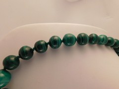 MALACHITE GRADUATED LARGE BEAD BALL NECKLACE 26″ LONG ARTISAN HANDCRAFTED 7-15MM