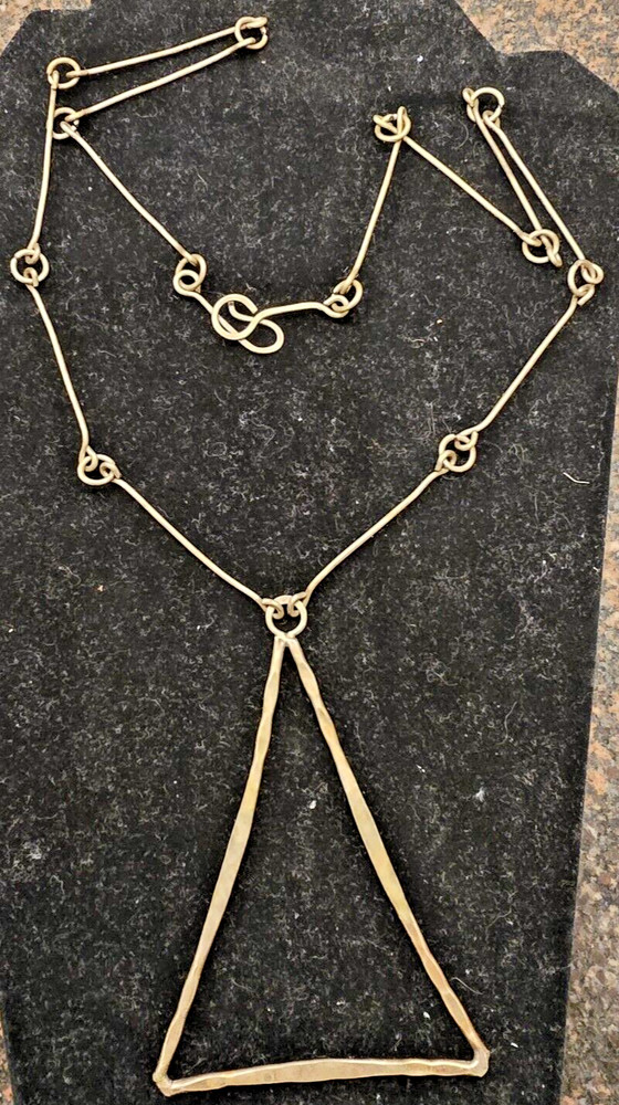 Rare Unusual WOODSTOCK 60’s Artisitc Hammered Metal Necklace One of a Kind