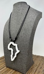 White Africa Necklace Pendant – Handmade Unisex Wooden Jewelry | Adjustable