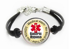 Gastric Bypass Medical Alert Leatherette Cord Bracelet Charm Bariatric Surgery