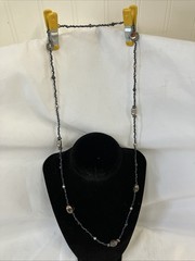 vtg handmade Black seed bead necklace W/larger Beads 33”various Colors VG Preown