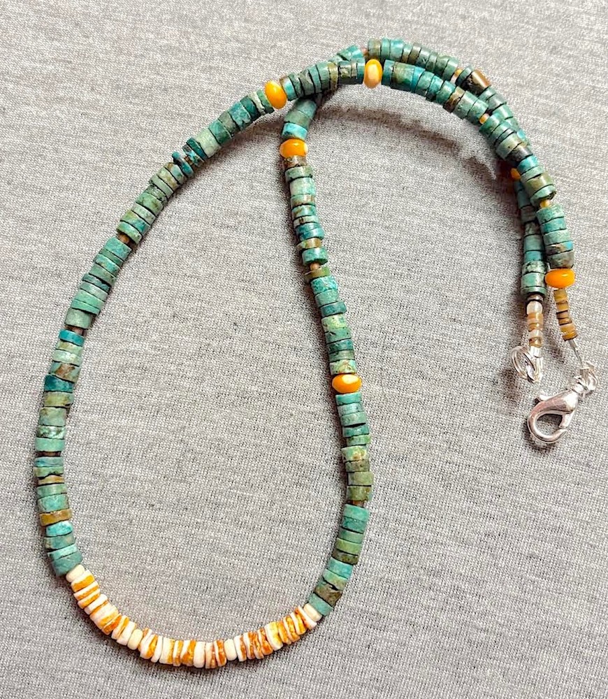 Turquoise/Trochidae Shell/20.75″/Gemstone Necklace (TRTS-33)