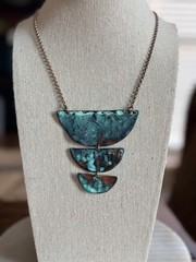 Handmade Patina Copper Reversible Pendant Necklace | Modern Artisan Statement