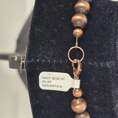 Southwestern Copper Pearl and Saucer Necklace w/ Genuine Turquoise – 16″