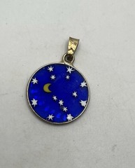 Murano Millefiori Venezia celestial moon stars glass round pendant for necklace