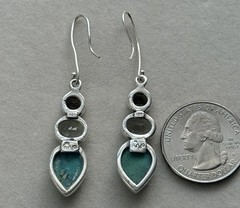 Arya Designer 925 S Silver Smoky Quartz, Prasiolite And Turquoise Drop Earrings