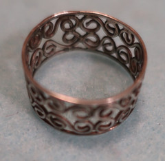 Sterling Silver Filagree Artisan Ring, Size 10 3/4; Made in USA by Peggy Johnson