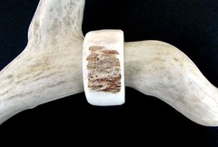 BROWN HANDCRAFTED OOAK SHED DEER, ELK ANTLER RING,SIZE 12 1/2, R-392