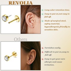 REVOLIA 21Pairs 20G Threadless Cartilage Earrings Set Surgical Steel Push in …
