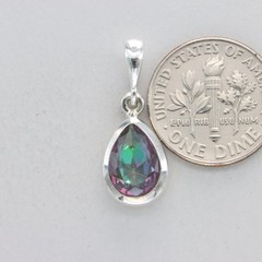 Faceted Pear MYSTIC TOPAZ Teardrop Pendant – 925 STERLING SILVER Rainbow #4-Me