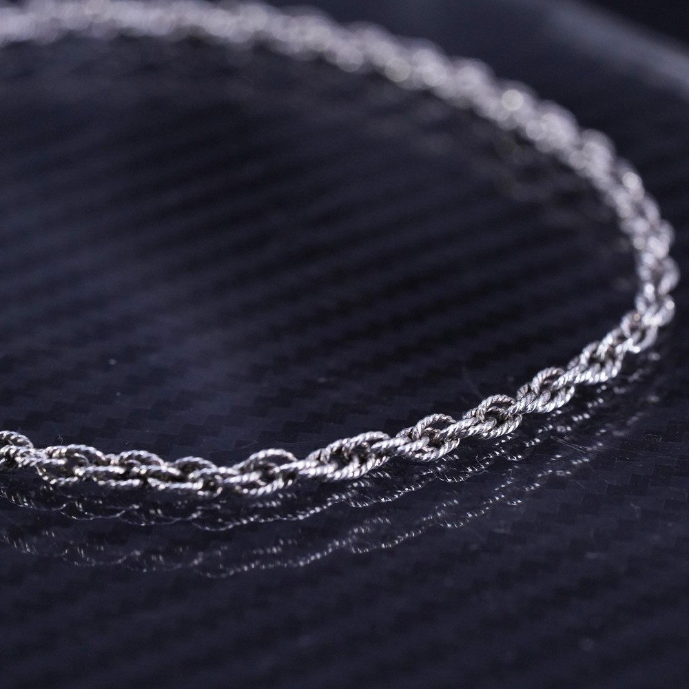 10” 3mm, Italian sterling silver 925 handmade bold rope chain bracelet anklet