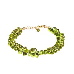 Natural Peridot Bracelet Handcrafted 14k Yellow Gold Filled , August Birthstone