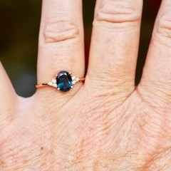 Lab Made London BLue Topaz Ring Rose Gold Vermeil, December birthstone