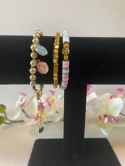 Handmade Stackable Bracelet(3)-Clay Bead Bracelet-(Pearl Bracelet Adjustable)