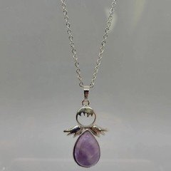 Angel Pendent Amethyst Necklace, February Birthstone