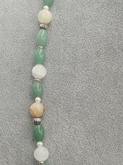 Gemstone Bead Earrings & 21″ Necklace Aventurine, Carved Quartz & Faux Pearls