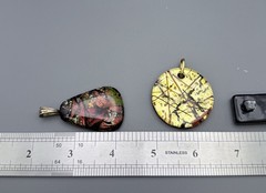 Fused Dichroic Glass Necklace Pendants Lot Of 4 Pink Blue Gold Black Red Tones