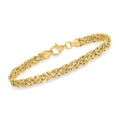 7″ Elegant Handmade Shiny Byzantine Link Bracelet Real 14K Yellow Gold