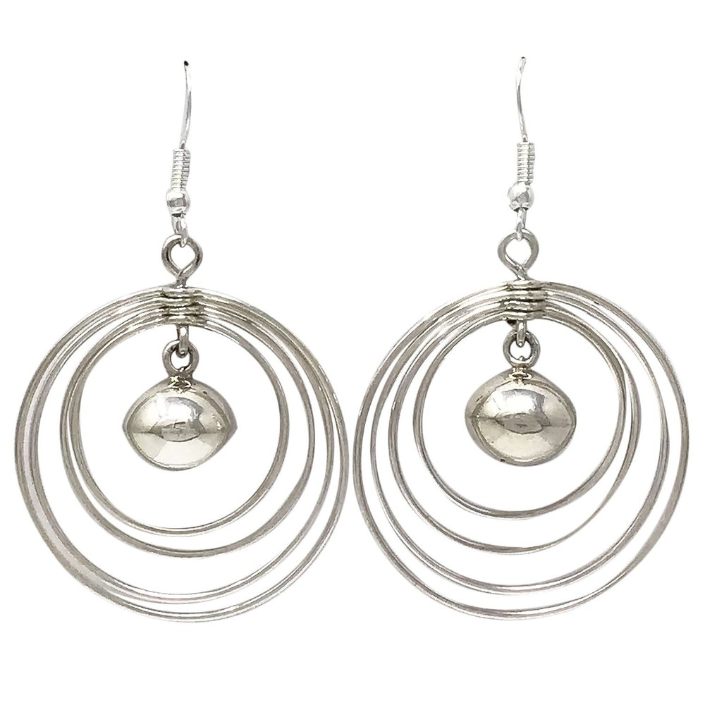 Isabelle Kee, Earrings, Sterling Silver, Navajo Pearl, Dangles, Handmade, 2 1/4″