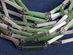 Vintage Japan 15 Strand Multi Color Layered Necklace Bugle Bead Green White