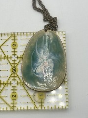 Wearable Art Necklace Enamel On Metal Pendant Dual Sided On Brass Tone Chain